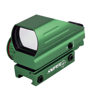Sniper Tactical Low Profile Red/Green Relflex Sight with 4 Reticles, Push-button Switches, Picatinny/Weaver Base, Green, DS402-G